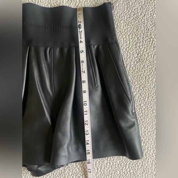 Alexander Wang Black Lambskin Leather Shorts Logo Waistband Side Zip Size 6 - Picture 12 of 12